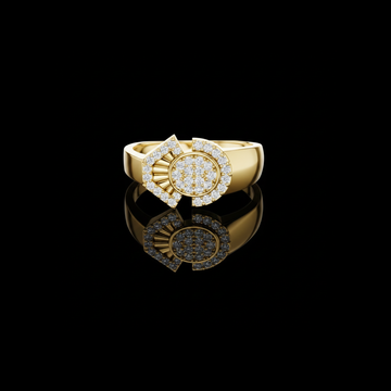 0.34 TCW Dazzling Round Lab Grown Diamond Pave Cluster Center with Geometric Split Design Statement Ring