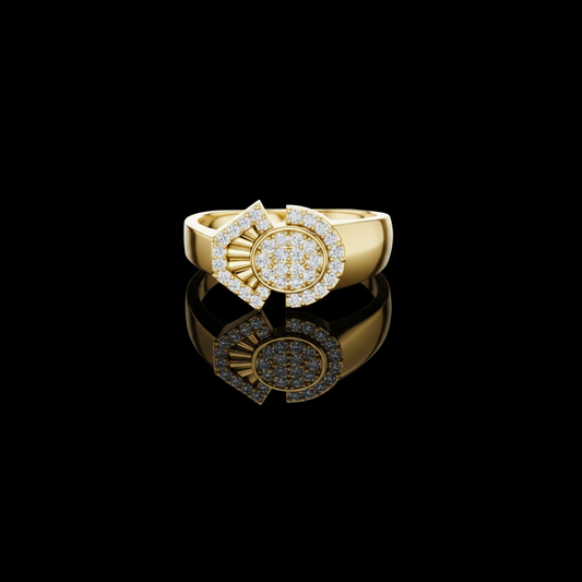 0.34 TCW Dazzling Round Lab Grown Diamond Pave Cluster Center with Geometric Split Design Statement Ring