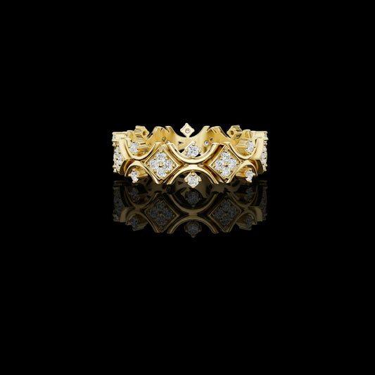 Crown Inspired Round Lab Grown Diamond Geometric Eternity Band Ring