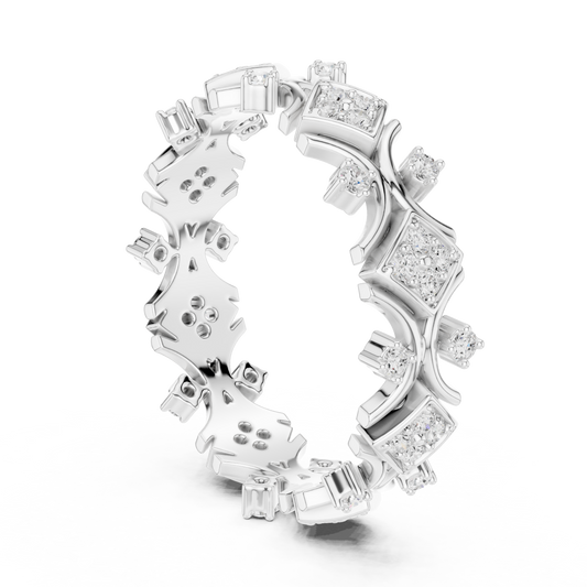 Crown Inspired Round Lab Grown Diamond Geometric Eternity Band Ring