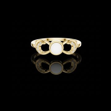 0.04 TCW Infinity Inspired Gold Lab Diamond Ring with Pearl Center & Round Pavé Accent Curves