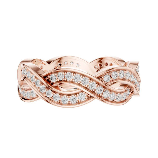 Round Lab Grown Diamond Infinity Twist Pave Engagement Band Ring