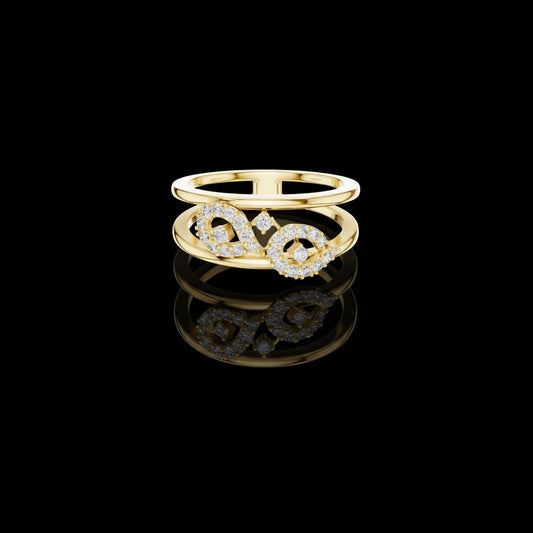 Double Band Art Deco Lab Grown Diamond Wedding Band