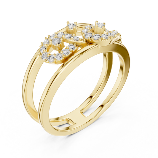 Double Band Art Deco Lab Grown Diamond Wedding Band