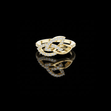 0.35 TCW Blooming Moissanite Round Cut Interwoven Infinity Diamond Ring with Pavé Brilliance