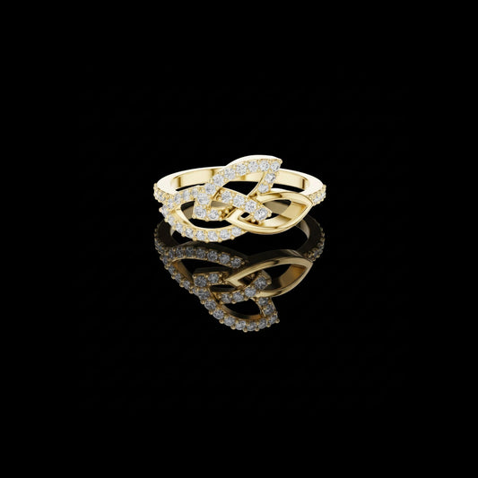 0.35 TCW Blooming Moissanite Round Cut Interwoven Infinity Diamond Ring with Pavé Brilliance