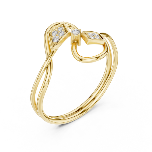 0.014 CT Elegant Twisted Loop Ring with Clustered Round Lab Grown Diamonds Modern Fine Jewelry Gift