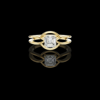 0.70 TCW Unique Emerald Cut Lab Grown Diamond Ring Featuring an Infinity Twist Gold Band