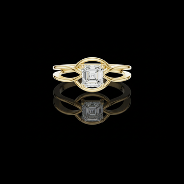 0.70 TCW Unique Emerald Cut Lab Grown Diamond Ring Featuring an Infinity Twist Gold Band