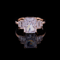 3.55 CT Radiant Cut Moissanite Diamond Ring with Tapered Baguette Side Stones Modern Elegance by Ivevar Luxury