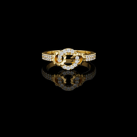 Round Cut Moissanite Diamond Interlinked Halo Statement Ring Pave Band