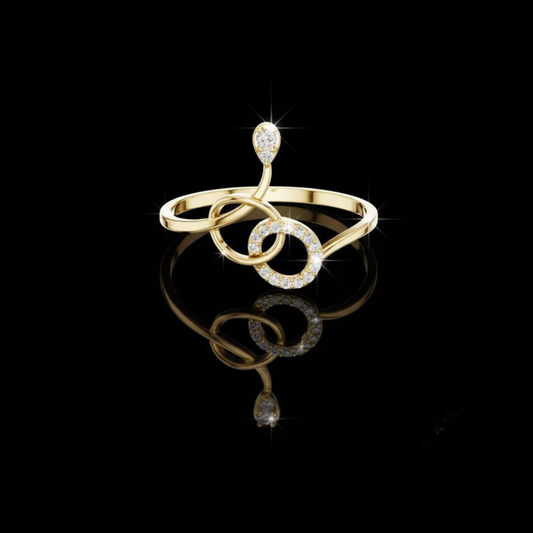 0.005 CT Infinity Loop Ring with Round Cut Pavé Lab Grown Diamond Accents Artistic Design