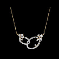 Interlocking Oval Mixed Diamond Moissanite Cluster Necklace