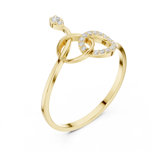 Snake Shape Pave Round Cut Lab Diamond Loops Anniversary Ring