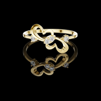 0.07 TCW Double Linked Heart Ring with Sparkling Round Lab Grown Diamonds Romantic Minimalist Jewelry