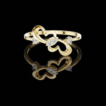 0.07 TCW Double Linked Heart Ring with Sparkling Round Lab Grown Diamonds Romantic Minimalist Jewelry