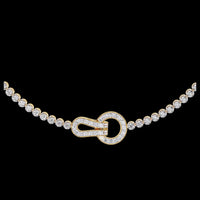 Pave Buckle Clasp Round Moissanite Diamond Tennis Necklace