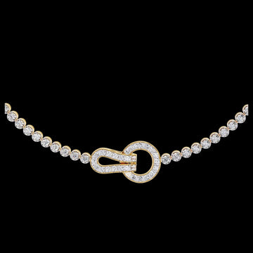 Pave Buckle Clasp Round Moissanite Diamond Tennis Necklace