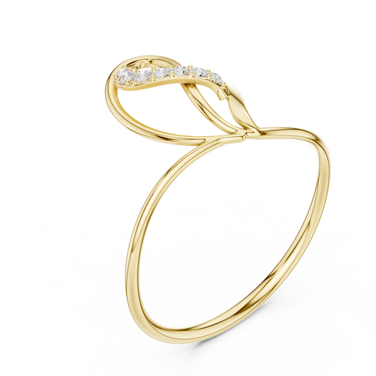 Interlocking Pave Round Lab Diamond Open Heart Shape Engagement Ring