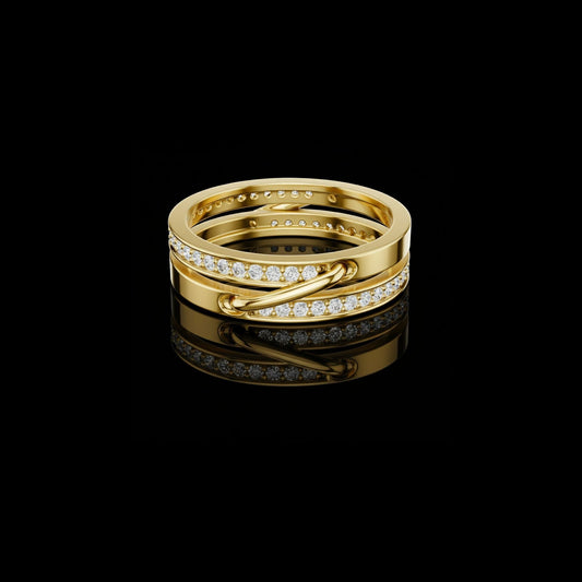 Round Cut Interlocking Multi Band Lab Grown Diamond Statement Ring