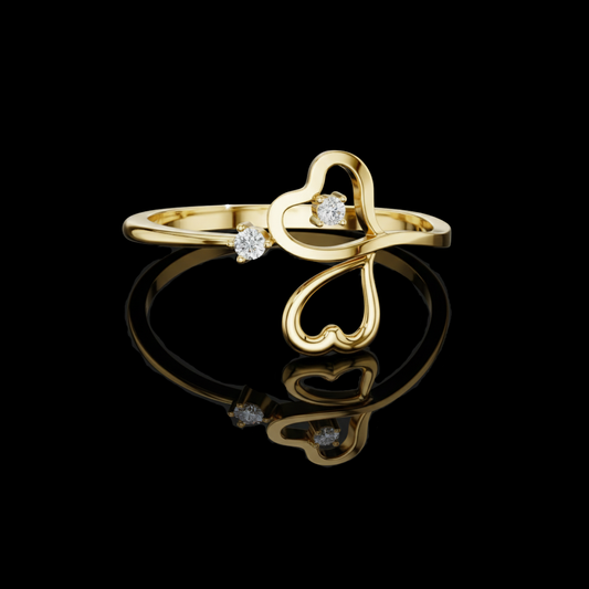 0.033 TCW Intertwined A Dainty Double-Heart Lab Grown Round Diamond Ring Crafted for Love