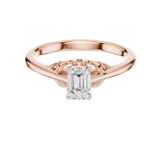 Emerald Cut Moissanite Diamond Solitaire Basket Ring