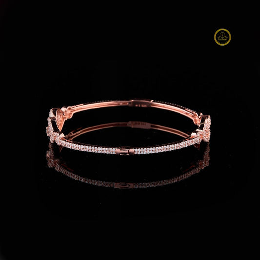Round Cut Lab Diamond Open Bangle Bracelet with Pear Halo