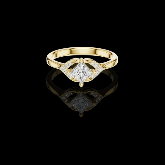 Princess Cut Moissanite Diamond Infinity Twist Solitaire Engagement Ring