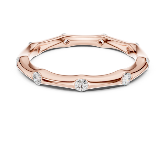 Round Bezel Lab Grown Diamond Wavy Wedding Band