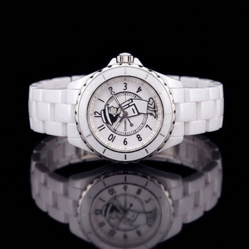 White Ceramic Bracelet Quartz Dress Watch with White Dial