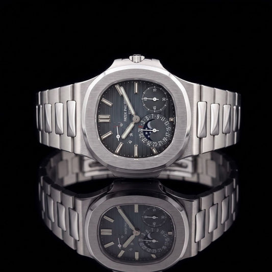 Blue Textured Dial Automatic Stainless Steel Sports Watch