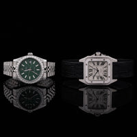 Ivevar Collection Moissanite Diamond Green Dial And Classic Roman Luxury Watch Set