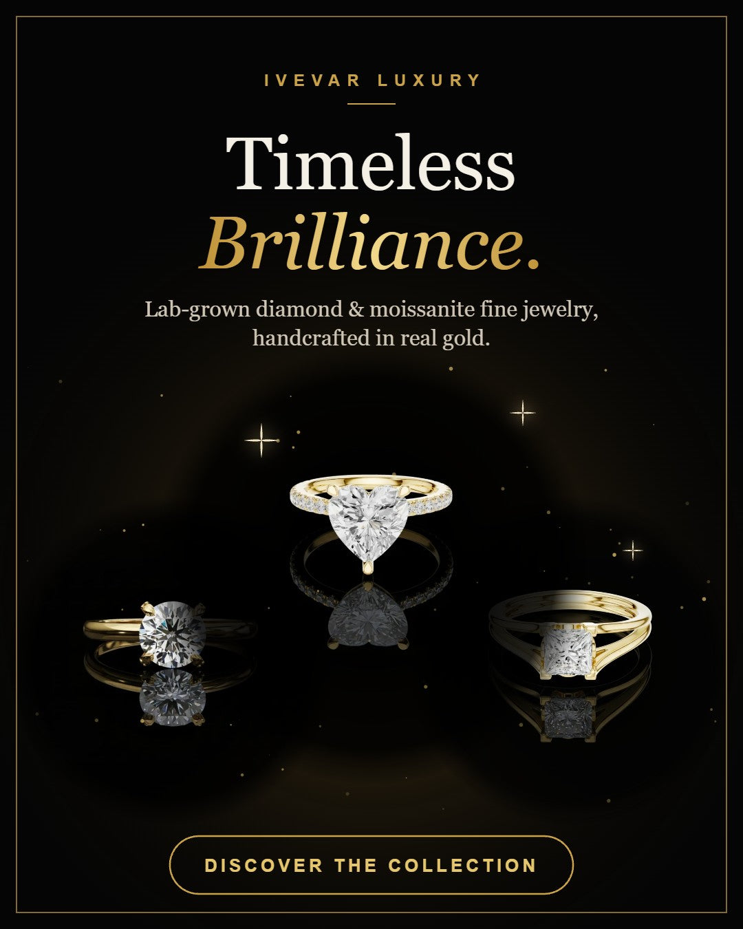 Timeless Brilliance lab-grown diamond and moissanite rings