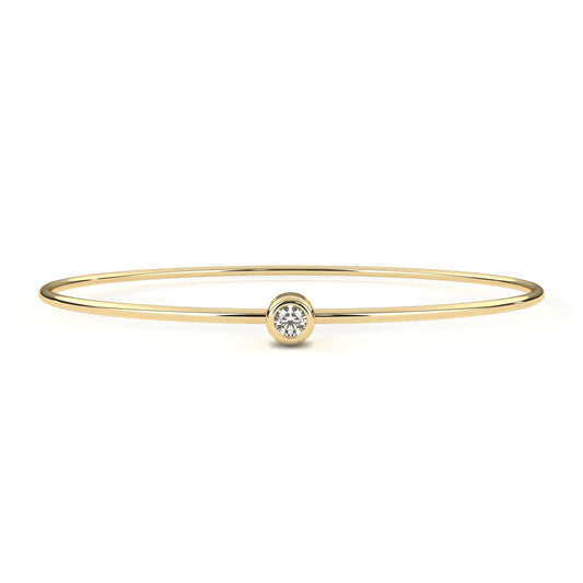 Round Bezel Set Moissanite Diamond Solitaire Bangle Bracelet for Women