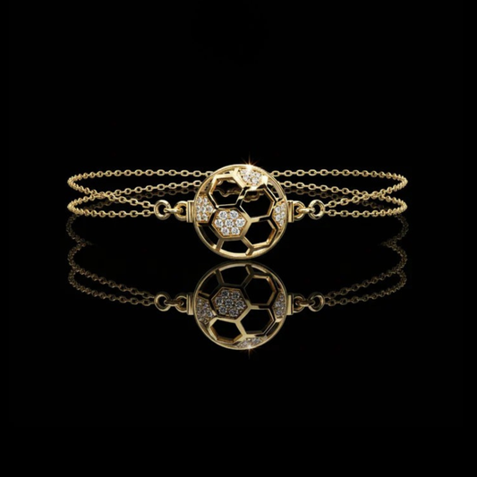 0.20 TCW Luxury Football Inspired Double Chain Bracelet With Lab Grown Diamonds