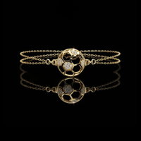 Round Moissanite Honeycomb Bracelet Double Cable Chain Design