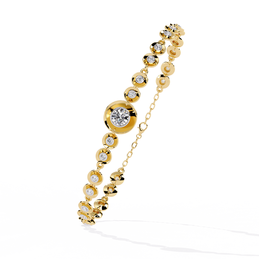 0.20 TCW Radiant Blooming Moissanite Round Cut Diamond Bracelet with Delicate Floral Design
