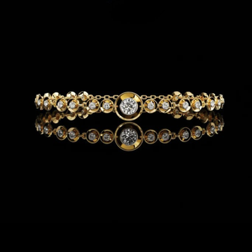 Round Cut Moissanite Diamond Bezel Station Chain Bracelet