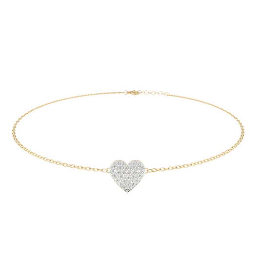 Round Cut Moissanite Diamond Adjustable Heart Bracelet