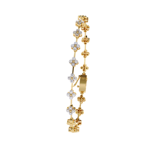 Floral Round Moissanite Diamond Bracelet Featuring Intricately Set Petal Motifs