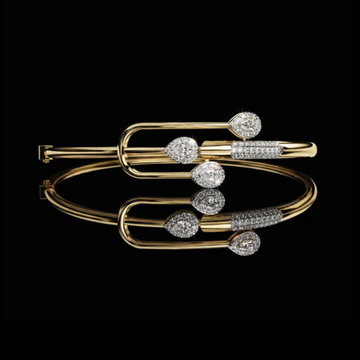 Pear Moissanite Diamond Open Cuff Bypass Bangle Bracelet For Love
