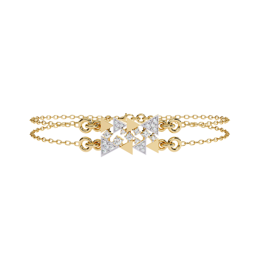 Round Cut Moissanite Diamond Adjustable Double Chain Bracelet