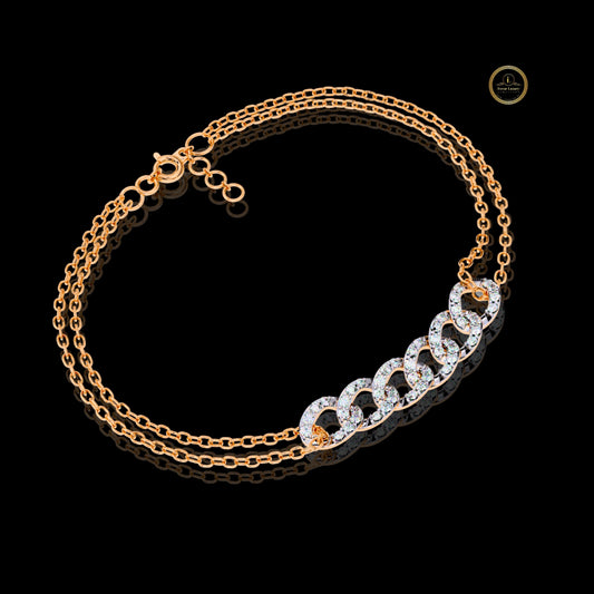 Round Cut Moissanite Diamond Interlocking Double Link Bracelet