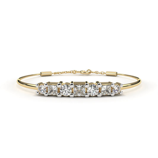 Princess & Round Cut Moissanite Diamond Adjustable Bracelet