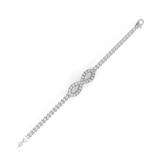 Round Cut Lab Diamond Double Chain Infinity Bracelet