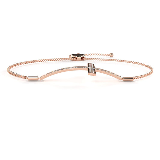 Round Moissanite Diamond Horizontal Cross Adjustable Bolo Bracelet