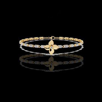 Round Moissanite Flower Tennis Bracelet with Geometric Links