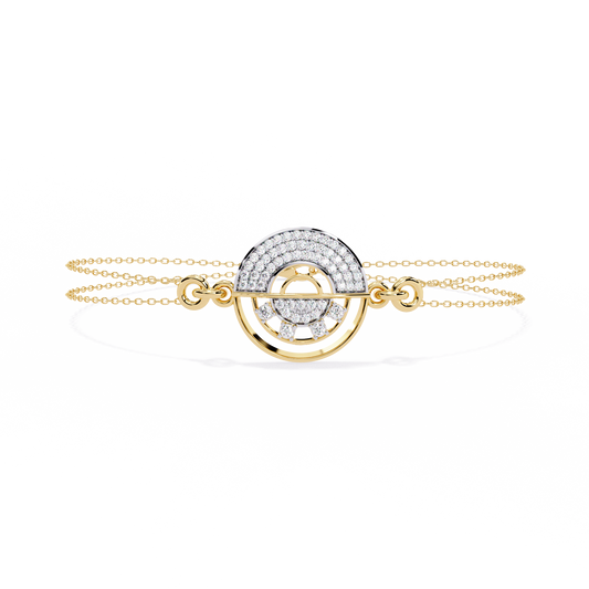 Double Cable Chain Round Lab Diamond Open Circle Station Bracelet