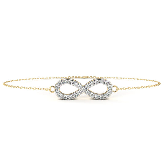Round Moissanite Diamond Infinity Symbol Cable Chain Bracelet for Women