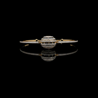Round Cut Moissanite Diamond Striped Orb Bangle Bracelet